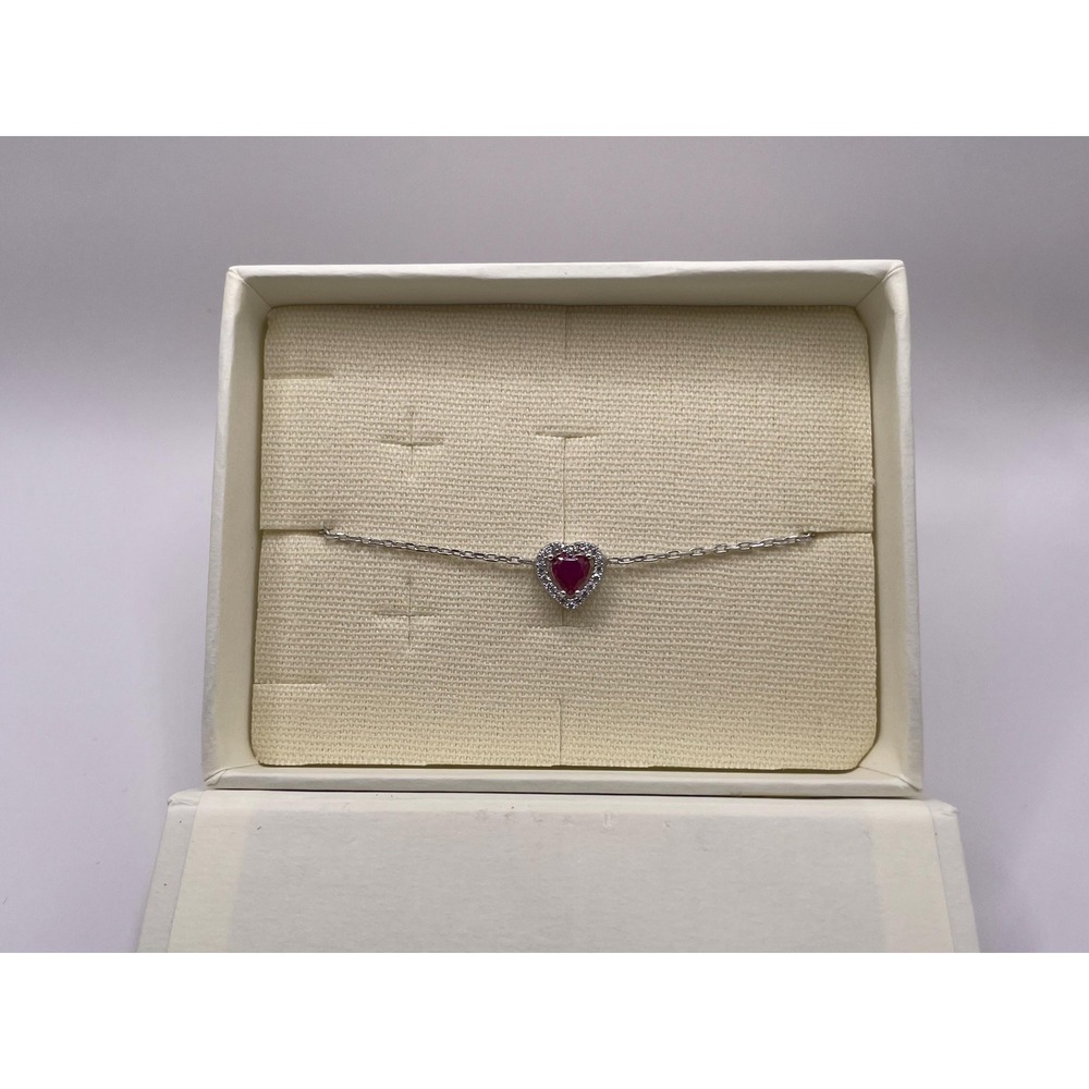 Silver Tone Crystal Halo Heart Charm Bracelet - Picture 6 of 6